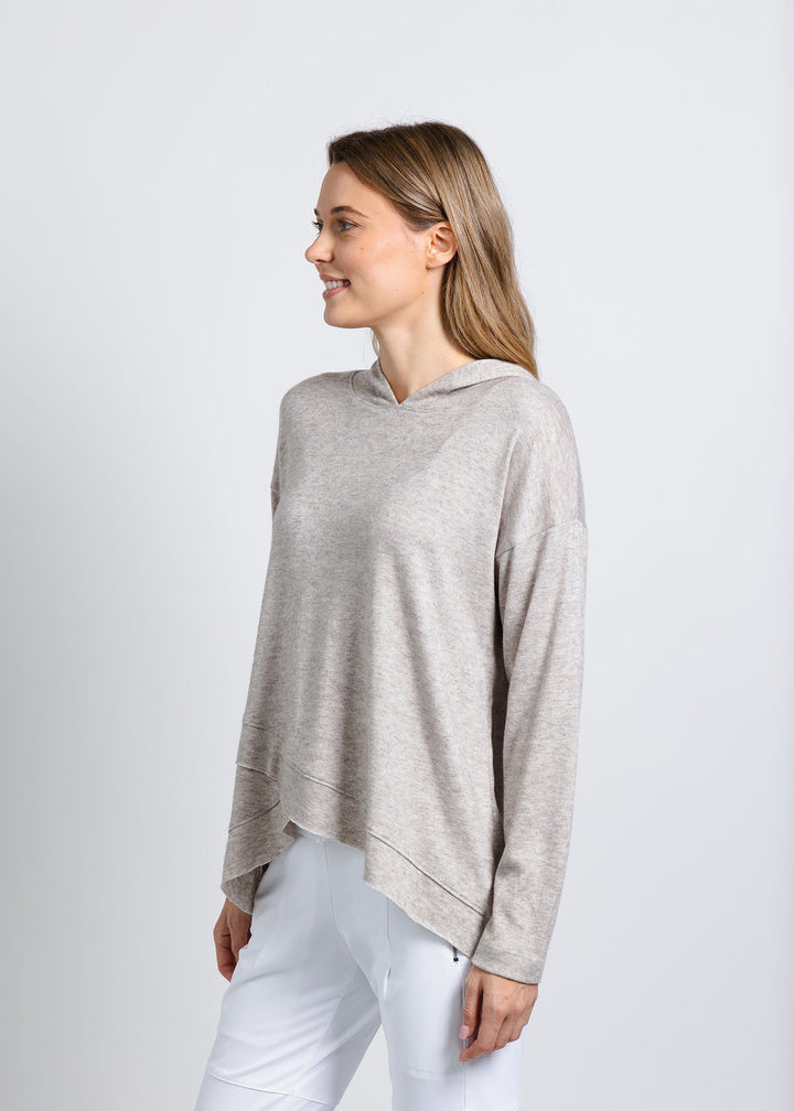 Nally & Millie Claudia Cashmere Like Hoodie in Oatmeal available at Barbara Katz