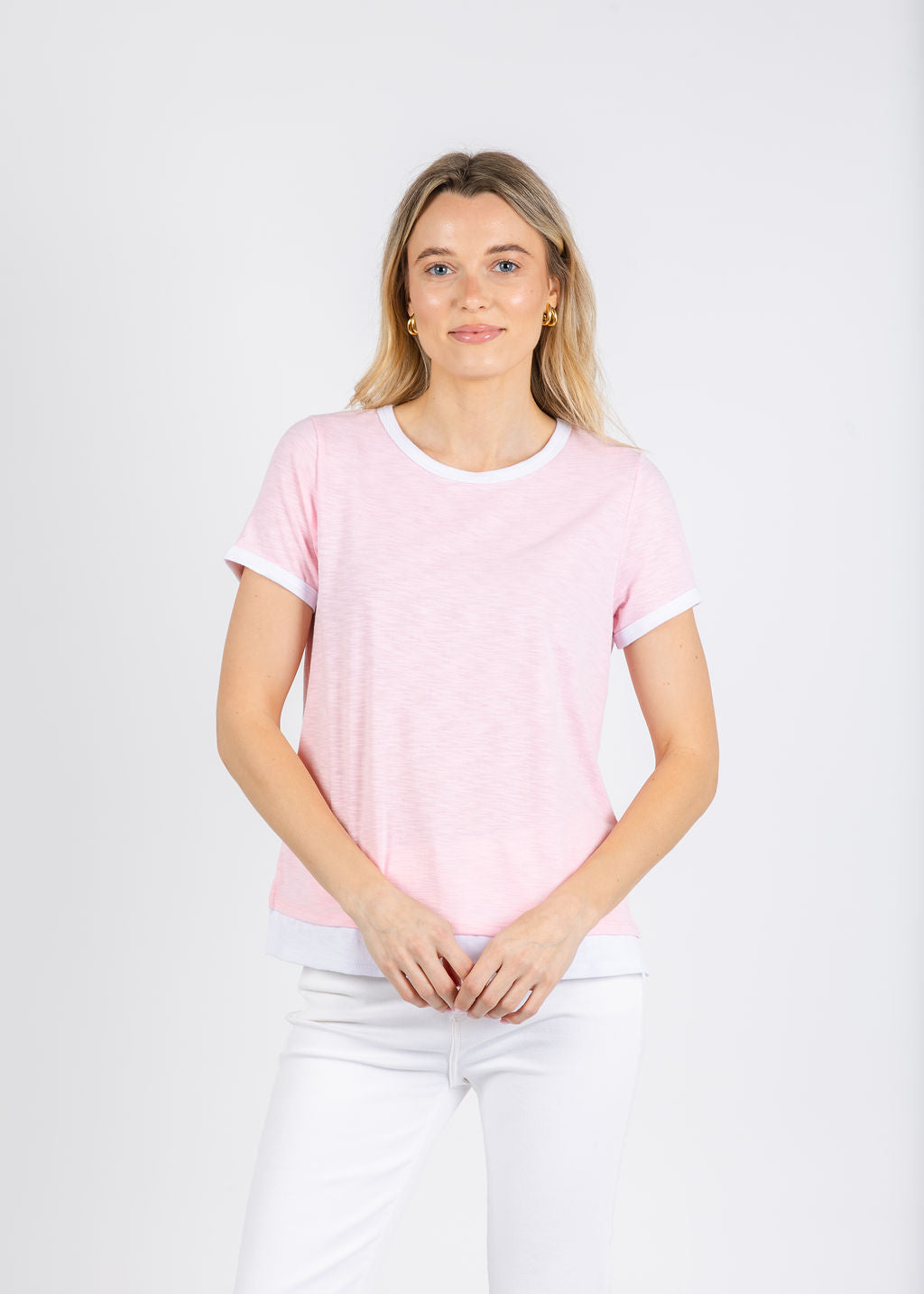 Nally & Millie Leah Layered Tee in Baby Pink available at Barbara Katz