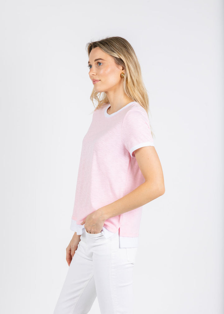 Nally & Millie Leah Layered Tee in Baby Pink available at Barbara Katz