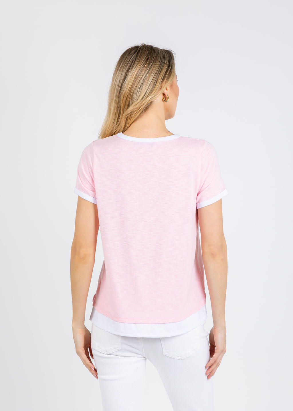 Nally & Millie Leah Layered Tee in Baby Pink available at Barbara Katz