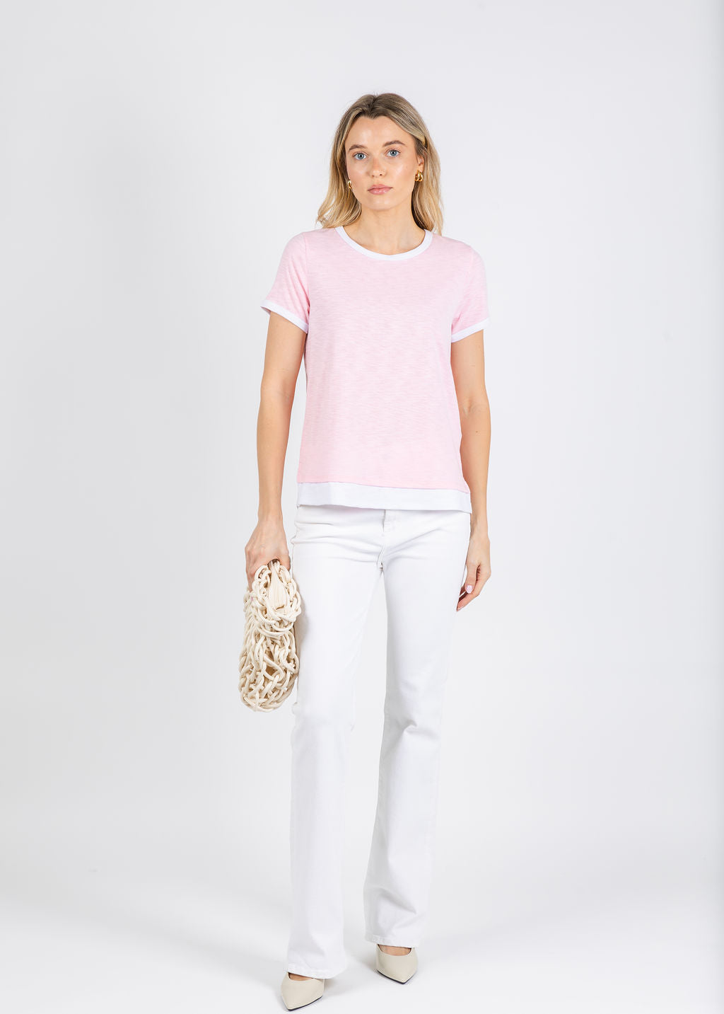 Nally & Millie Leah Layered Tee in Baby Pink available at Barbara Katz