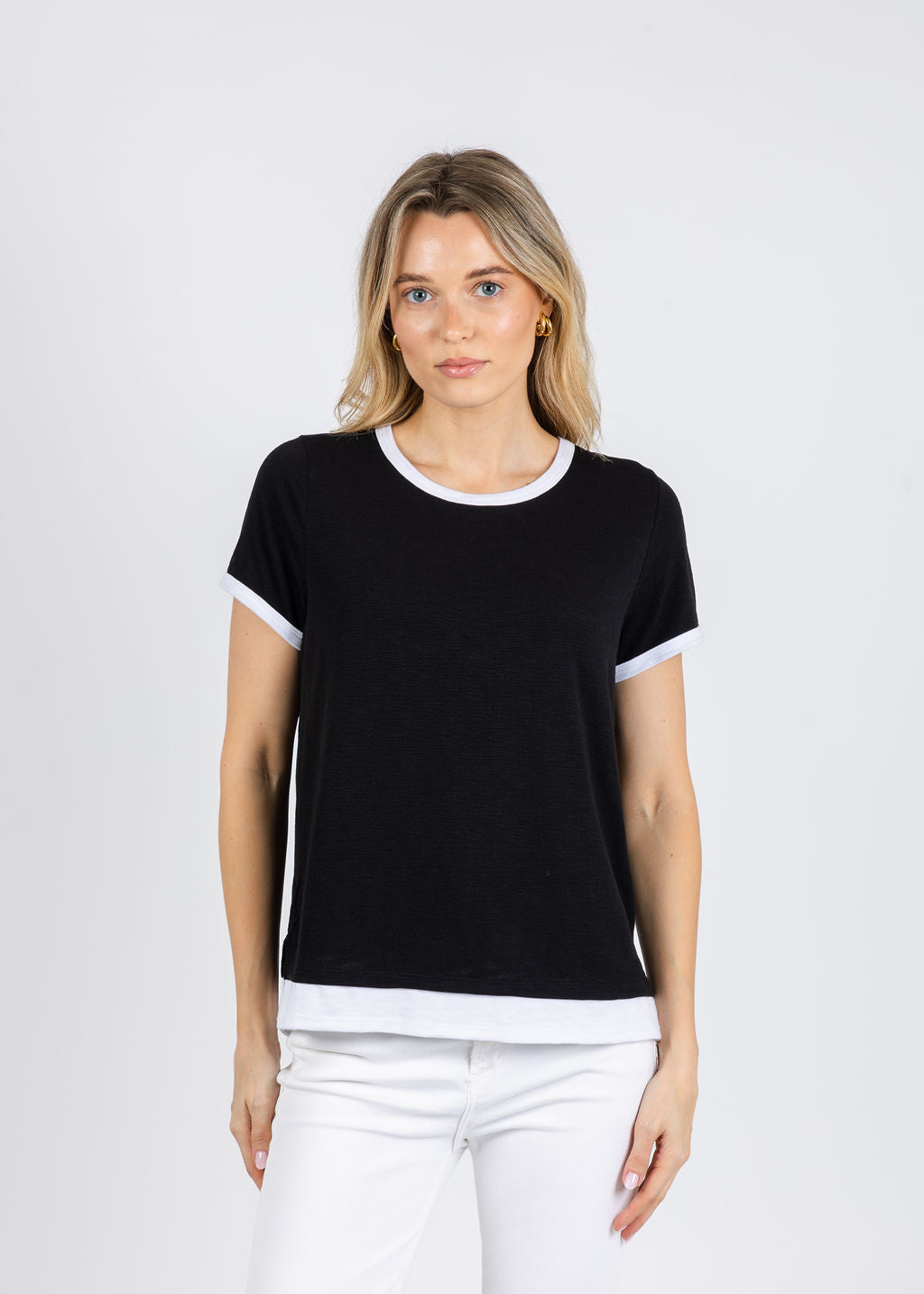 Nally & Millie Leah Layered Tee in Black available at Barbara Katz