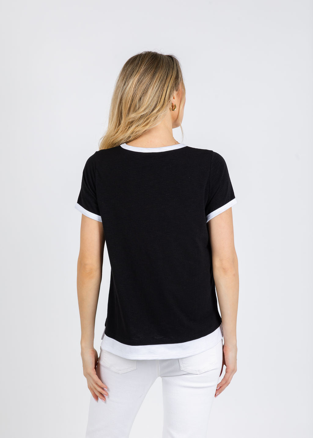 Nally & Millie Leah Layered Tee in Black available at Barbara Katz