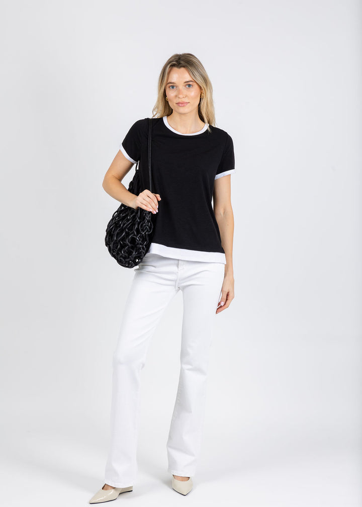 Nally & Millie Leah Layered Tee in Black available at Barbara Katz