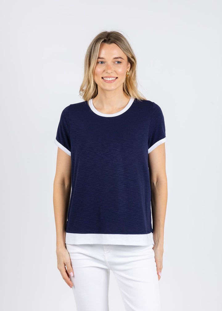 Nally & Millie Leah Layered Tee in Blue Night available at Barbara Katz
