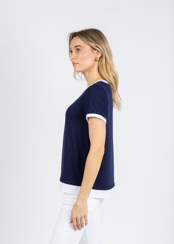 Nally & Millie Leah Layered Tee in Blue Night available at Barbara Katz