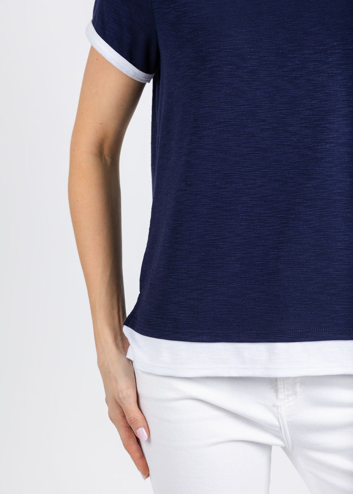 Nally & Millie Leah Layered Tee in Blue Night available at Barbara Katz