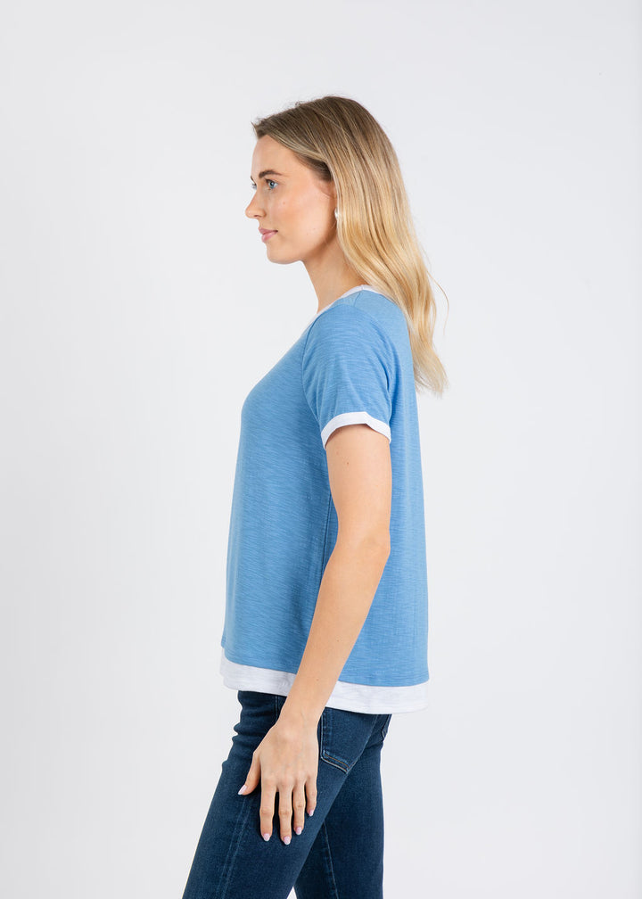Nally & Millie Leah Layered Tee in Cornflower available at Barbara Katz