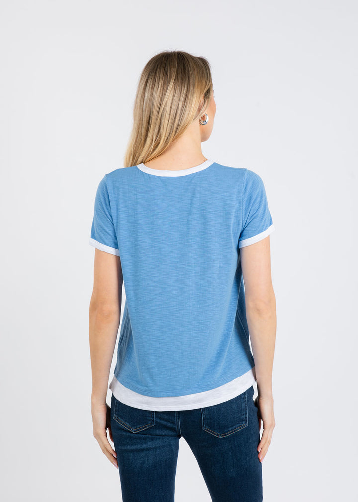 Nally & Millie Leah Layered Tee in Cornflower available at Barbara Katz