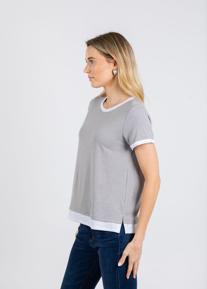 Nally & Millie Leah Layered Tee in Heather Grey available at Barbara Katz