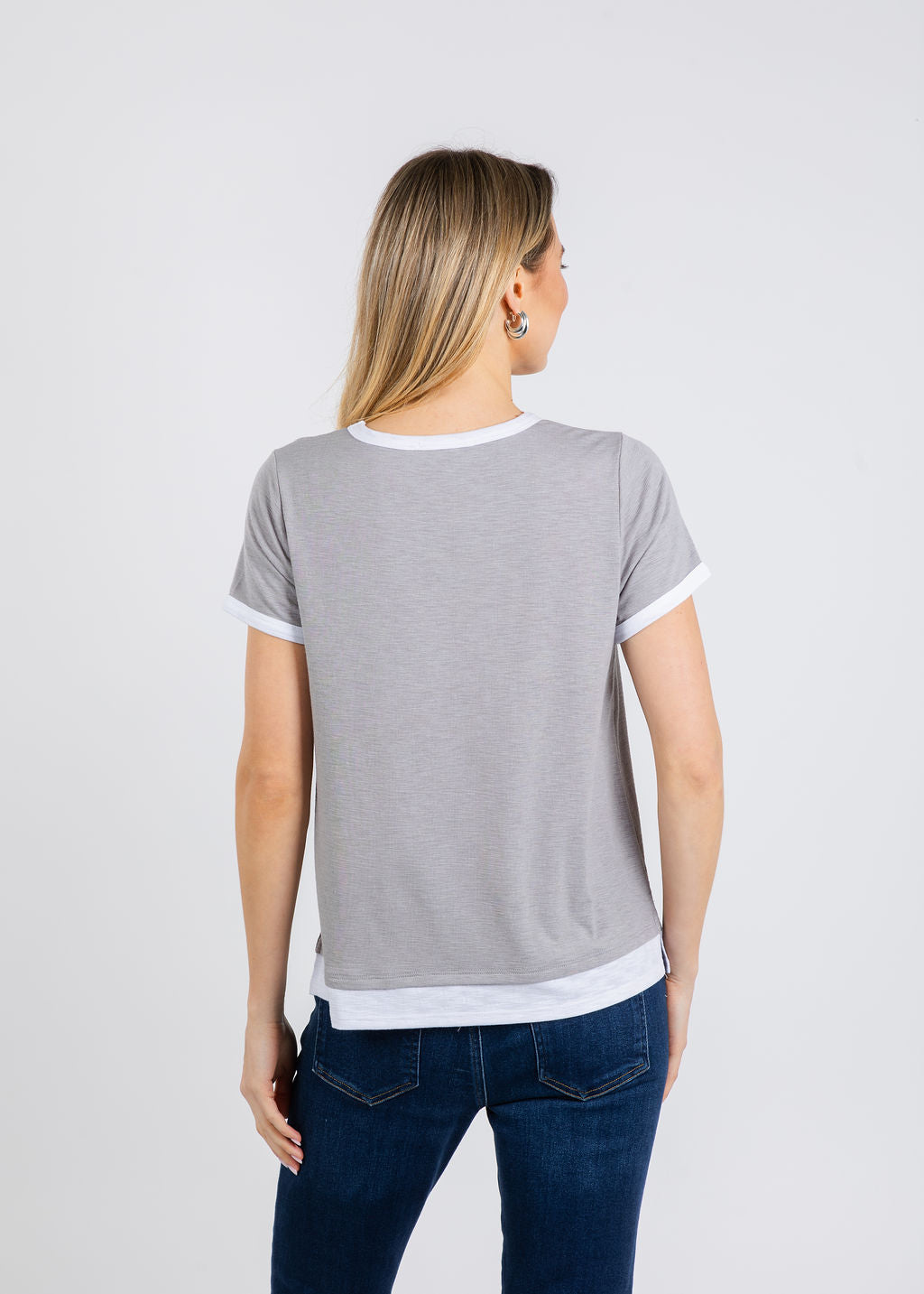 Nally & Millie Leah Layered Tee in Heather Grey available at Barbara Katz