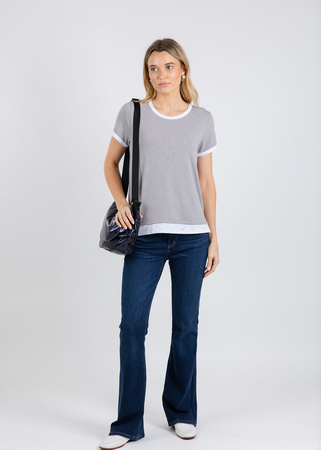 Nally & Millie Leah Layered Tee in Heather Grey available at Barbara Katz