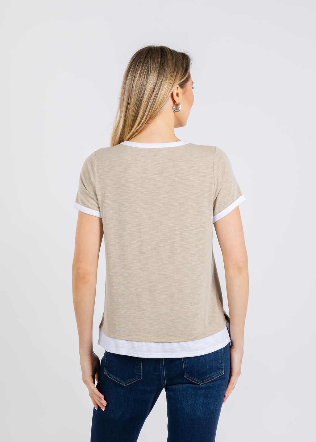 Nally & Millie Leah Layered Tee in Khaki available at Barbara Katz