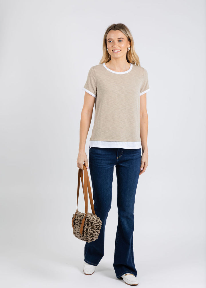 Nally & Millie Leah Layered Tee in Khaki available at Barbara Katz