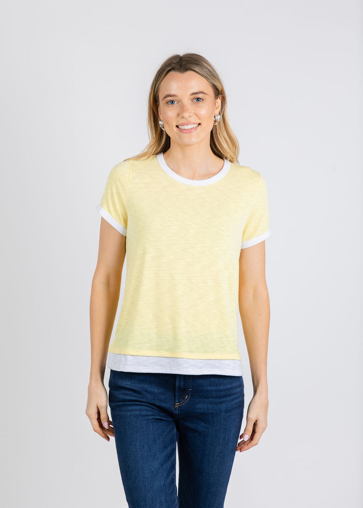 Nally & Millie Leah Layered Tee in Yellow available at Barbara Katz