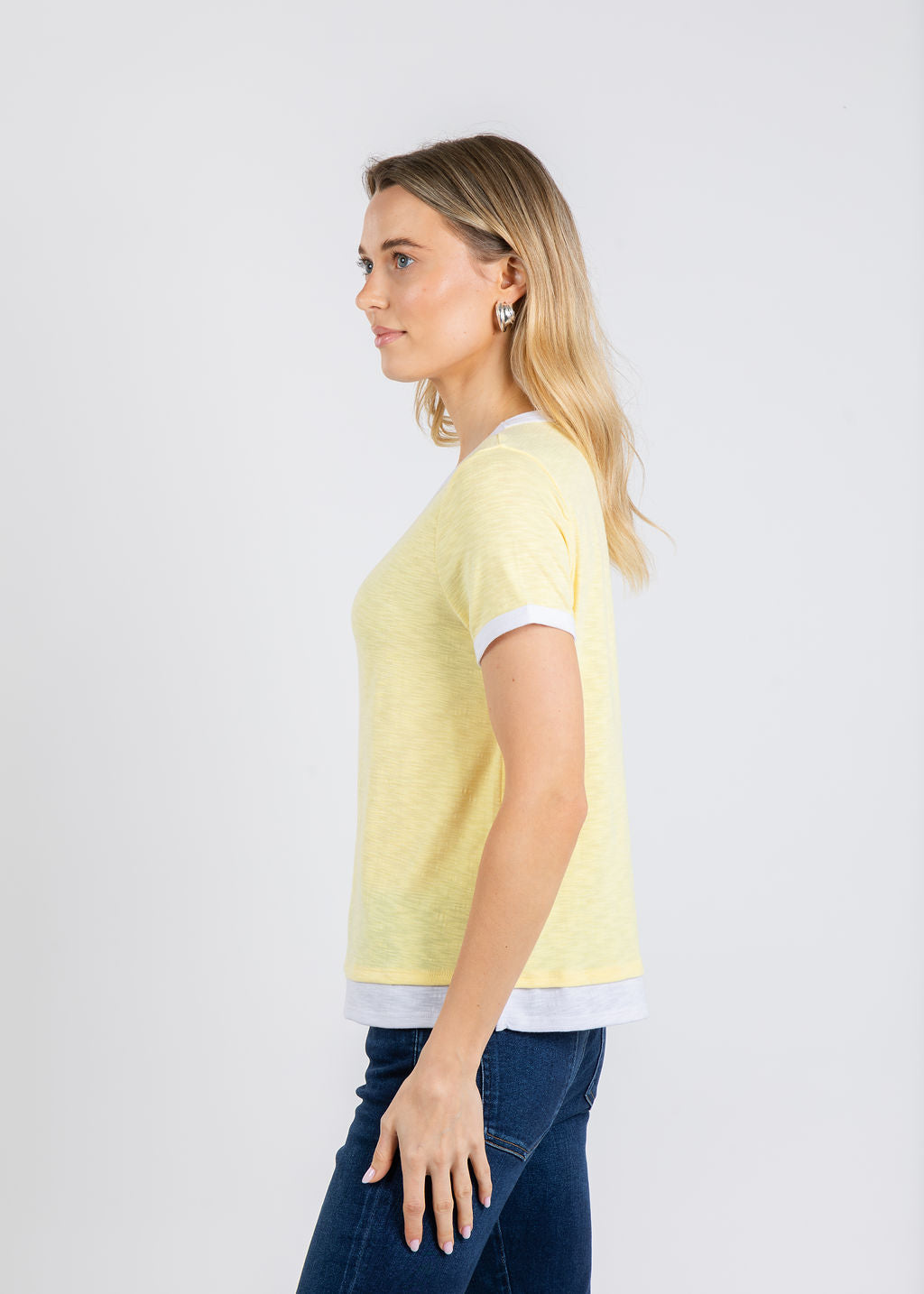 Nally & Millie Leah Layered Tee in Yellow available at Barbara Katz