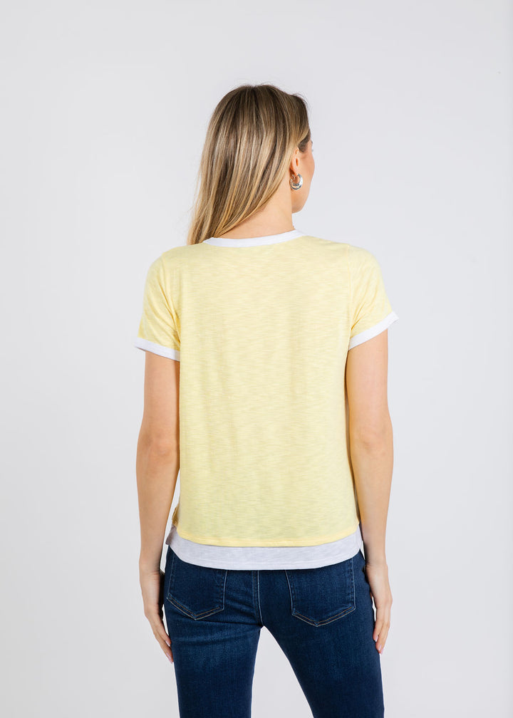 Nally & Millie Leah Layered Tee in Yellow available at Barbara Katz