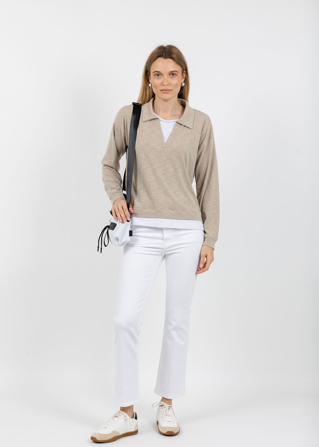 Nally & Millie Lily Layered Polo in Khaki available at Barbara Katz