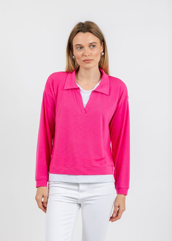 Nally & Millie Lily Layered Polo in Magenta available at Barbara Katz