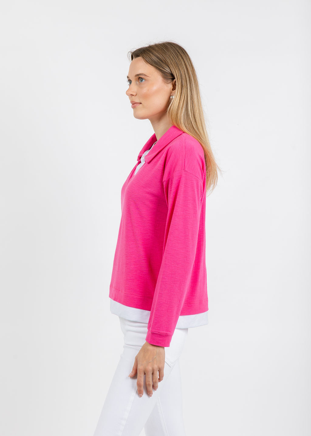 Nally & Millie Lily Layered Polo in Magenta available at Barbara Katz