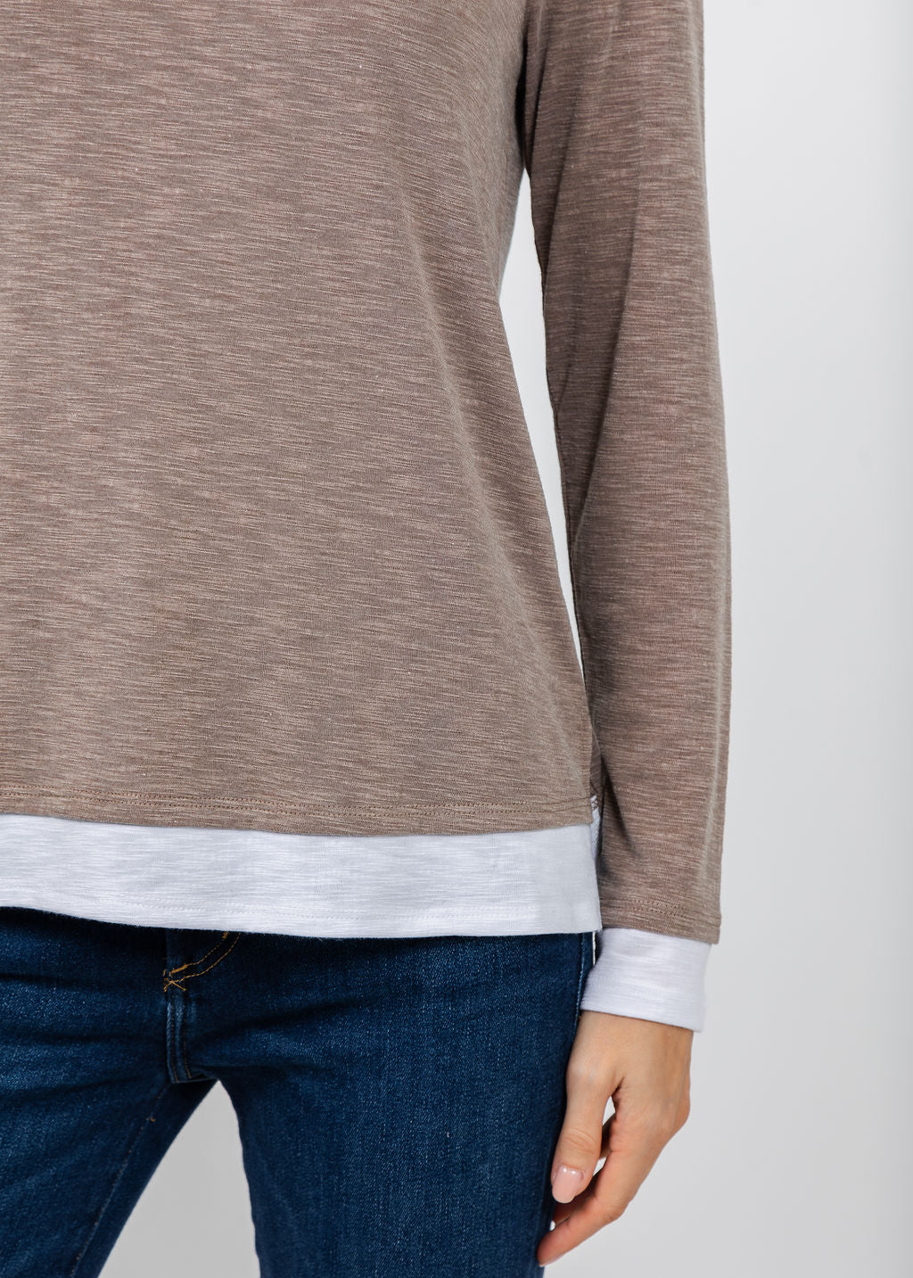 Nally & Millie Lucy Long Sleeve Layered Tee in Brown Sugar available at Barbara Katz