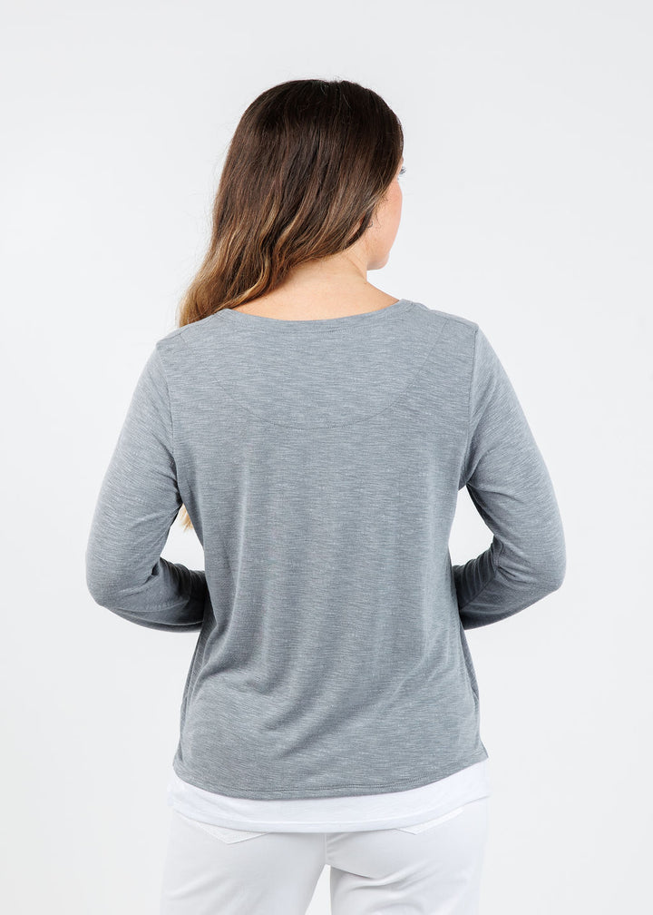 Nally & Millie Lucy Long Sleeve Layered Tee in Grey available at Barbara Katz