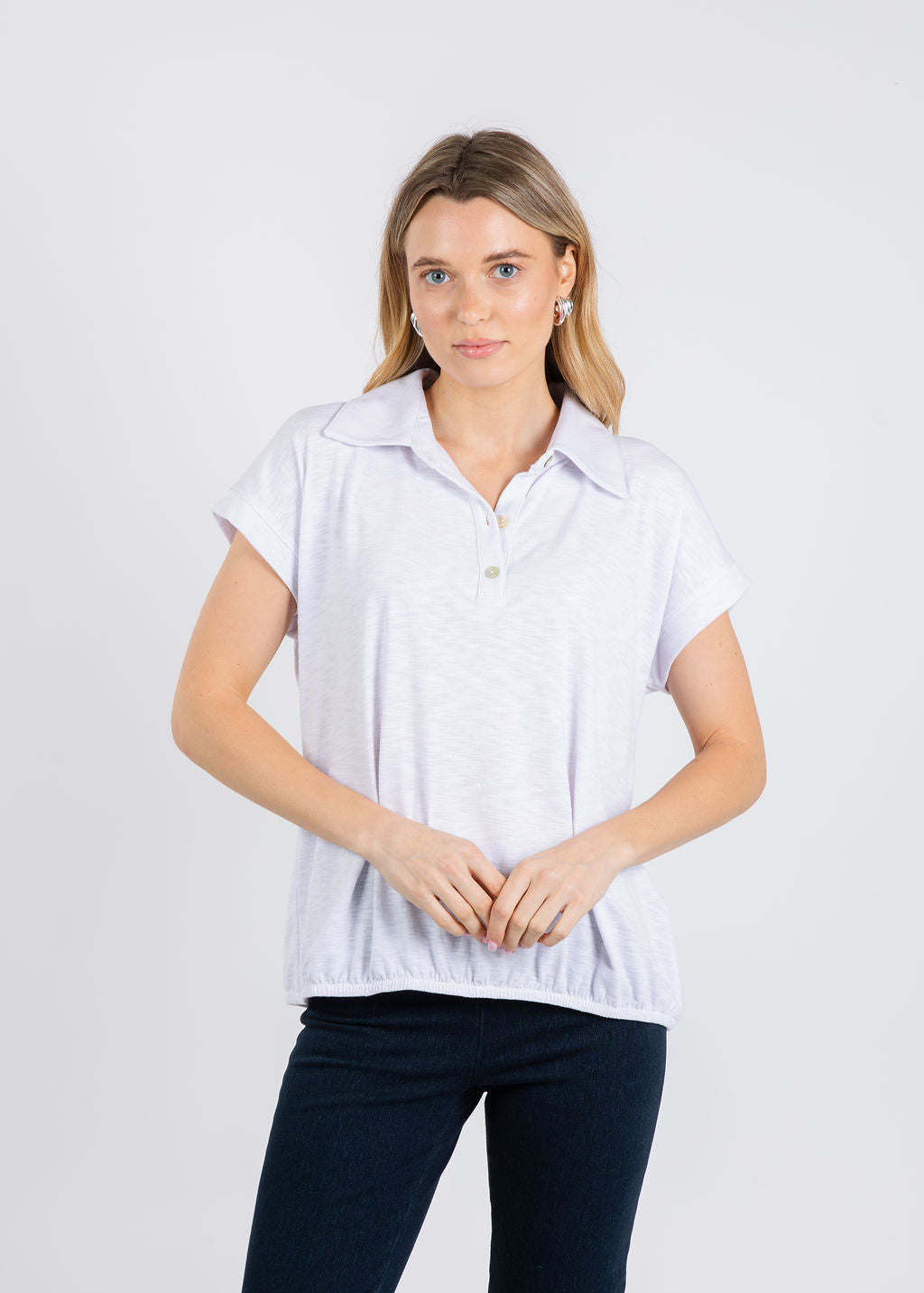 Nally & Millie Wrenley Polo in White available at Barbara Katz