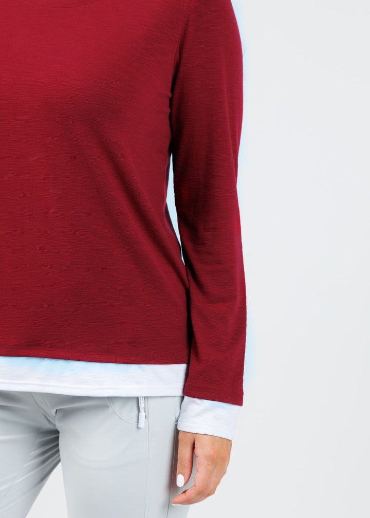 Nally & Millie Lucy Long Sleeve Layered Tee in Burgundy available at Barbara Katz