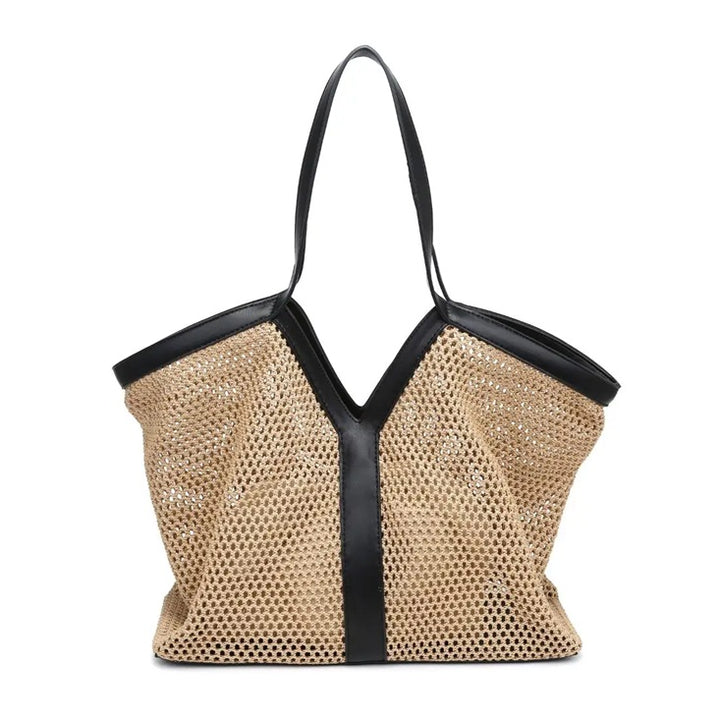 BK Handbags Nanette Tote Bag in Natural Black available at Barbara Katz