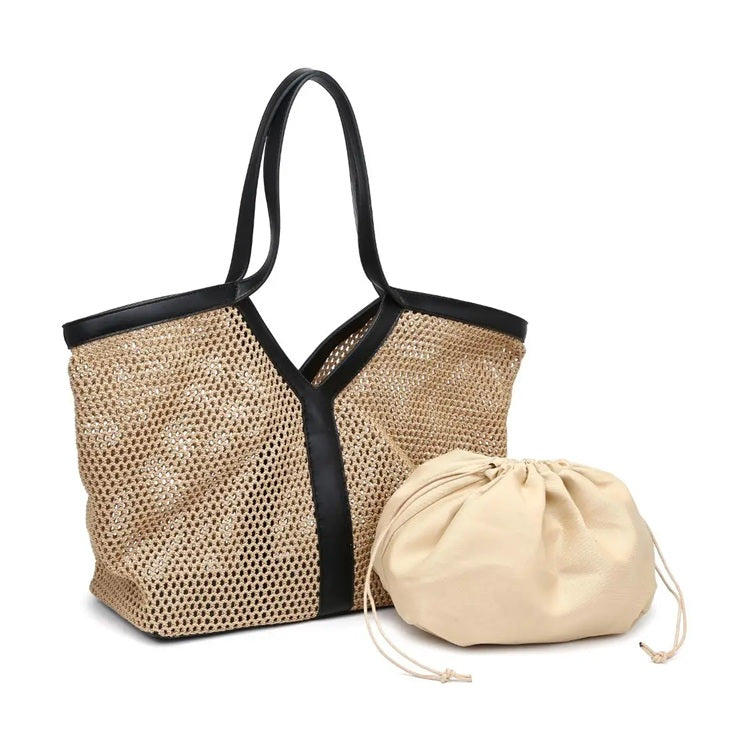 BK Handbags Nanette Tote Bag in Natural Black available at Barbara Katz