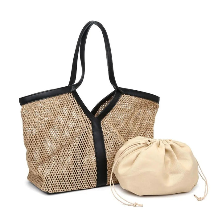 BK Handbags Nanette Tote Bag in Natural Black available at Barbara Katz