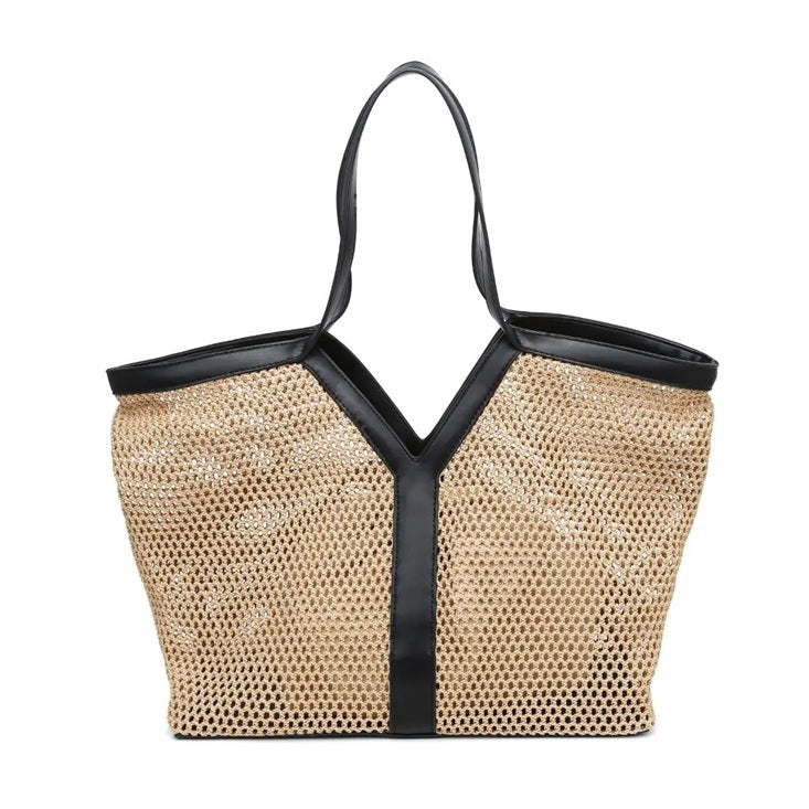 BK Handbags Nanette Tote Bag in Natural Black available at Barbara Katz
