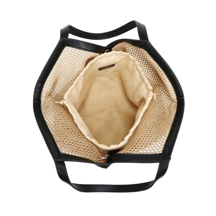 BK Handbags Nanette Tote Bag in Natural Black available at Barbara Katz