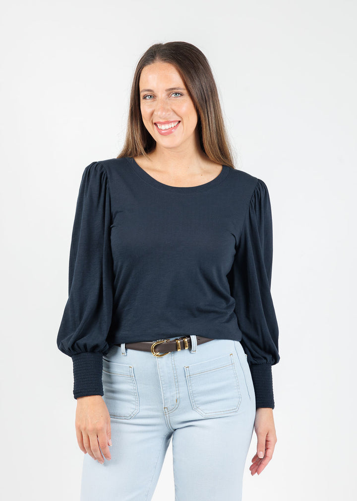 Nation Los Angeles Loren Smocked Peasant Tee in Night Sky available at Barbara Katz