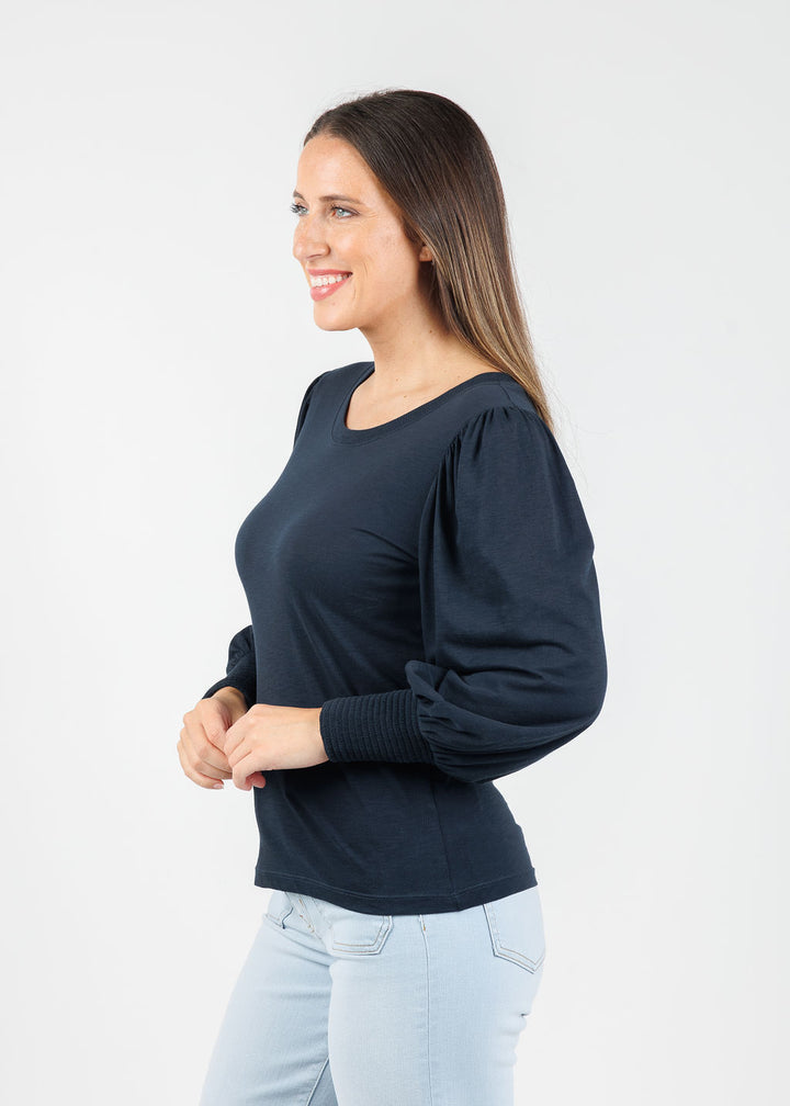 Nation Los Angeles Loren Smocked Peasant Tee in Night Sky available at Barbara Katz