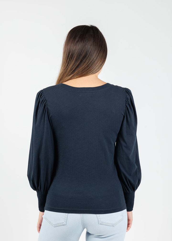 Nation Los Angeles Loren Smocked Peasant Tee in Night Sky available at Barbara Katz