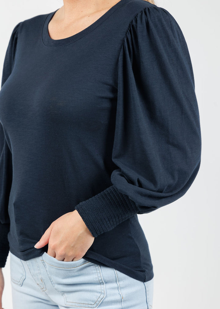 Nation Los Angeles Loren Smocked Peasant Tee in Night Sky available at Barbara Katz
