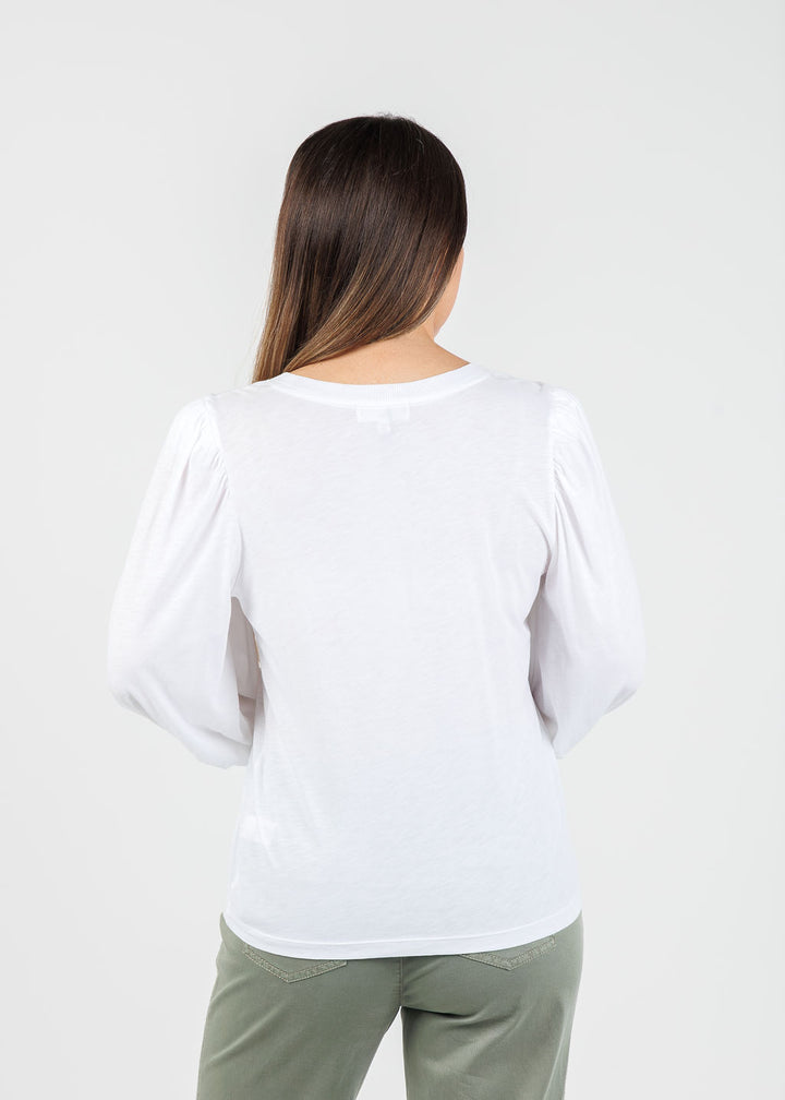 Nation Los Angeles Loren Smocked Peasant Tee in White available at Barbara Katz