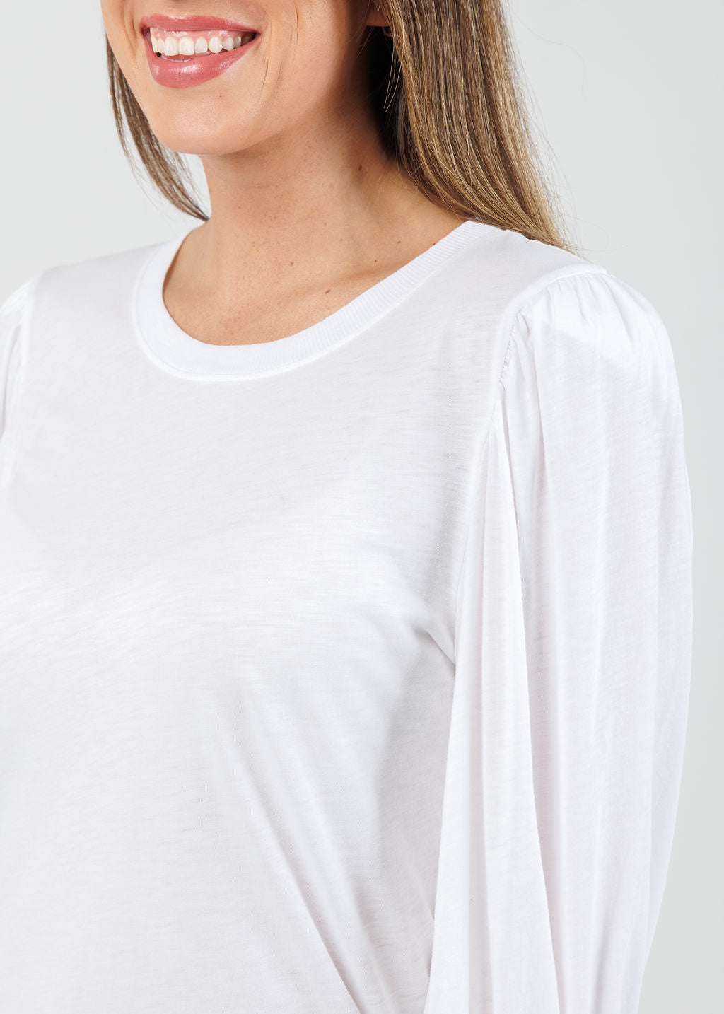 Nation Los Angeles Loren Smocked Peasant Tee in White available at Barbara Katz