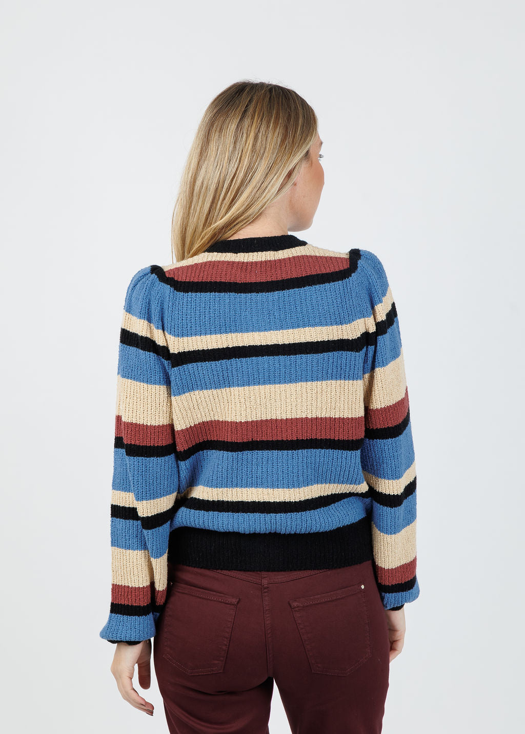 Nation Carmela Cardigan in Velour Multi Stripe available at Barbara Katz