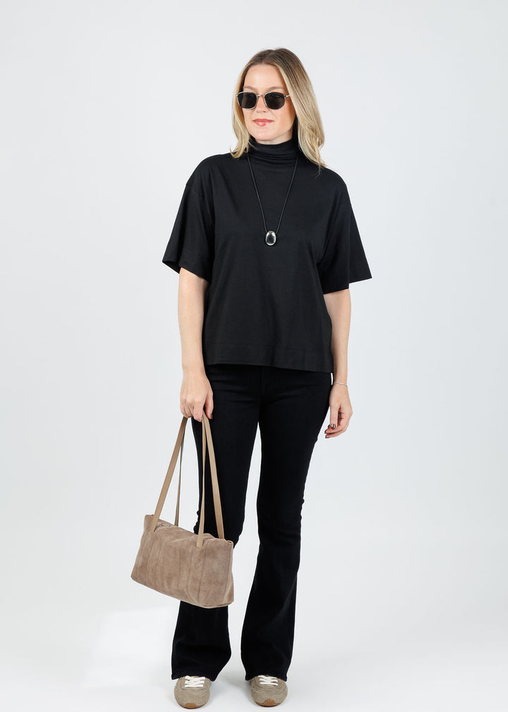 Nation Fable Turtleneck Tee in Jet Black available at Barbara Katz