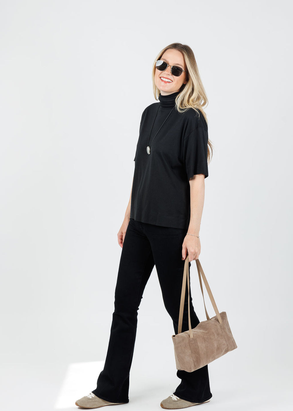 Nation Fable Turtleneck Tee in Jet Black available at Barbara Katz