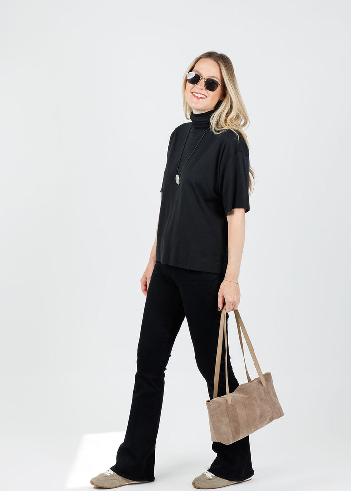 Nation Fable Turtleneck Tee in Jet Black available at Barbara Katz