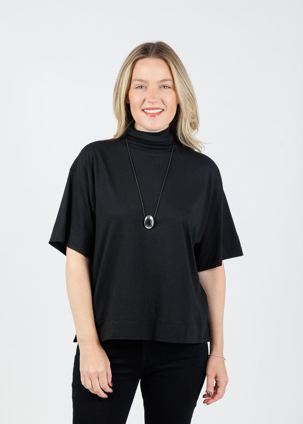 Nation Fable Turtleneck Tee in Jet Black available at Barbara Katz