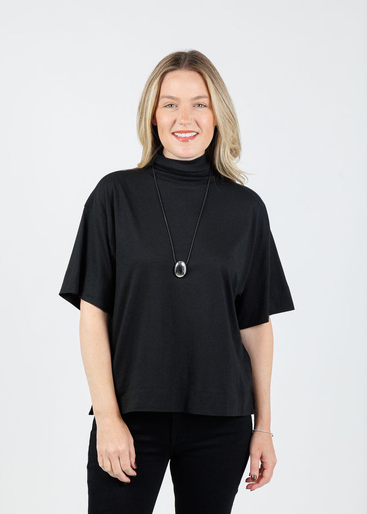 Nation Fable Turtleneck Tee in Jet Black available at Barbara Katz