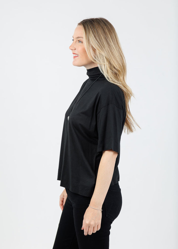 Nation Fable Turtleneck Tee in Jet Black available at Barbara Katz