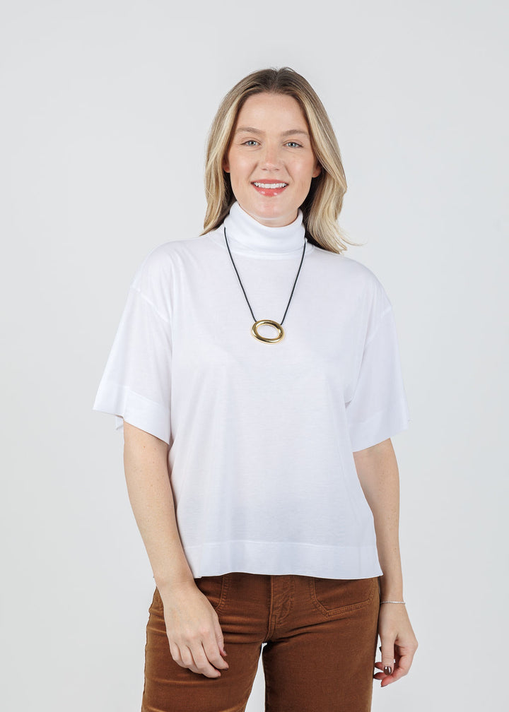 Nation Fable Turtleneck Tee in White available at Barbara Katz