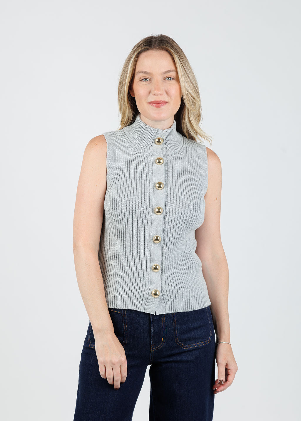 Nation Ira Sweater Vest in Heather Grey available at Barbara Katz