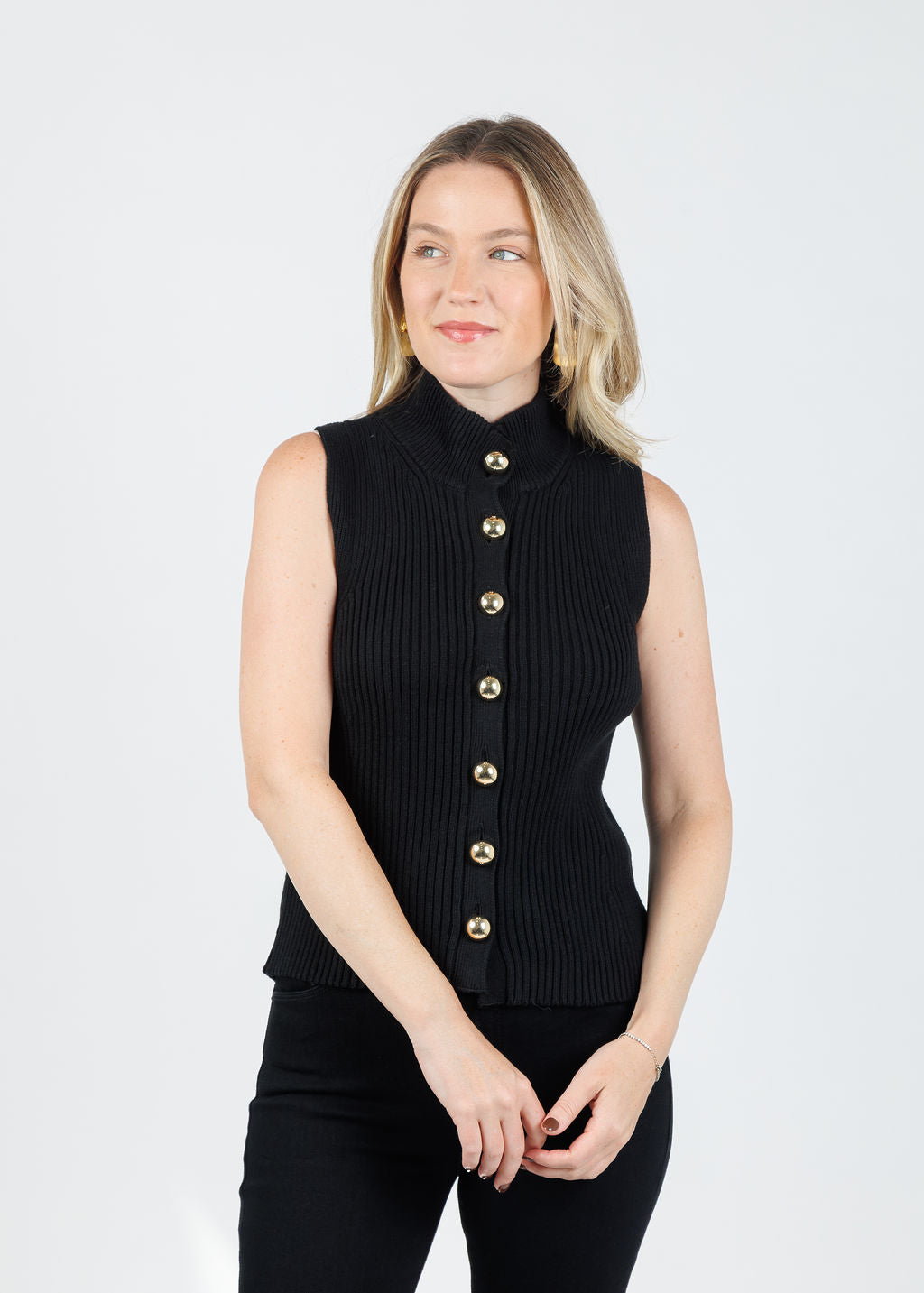 Nation Ira Sweater Vest in Jet Black available at Barbara Katz