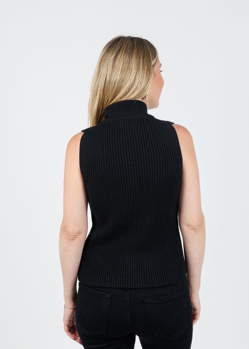 Nation Ira Sweater Vest in Jet Black available at Barbara Katz